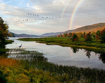 Lewey Lake, Indian Lake, Rainbow, Adirondacks, Landscape Photography, Adirondack Mountains, Scenery Print, Fine Art Decor, Adirondack Photo