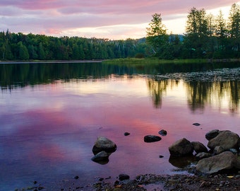 Pink Sunset Photo from the Adirondack Mountains, Sunset Photography, Adirondack Sunset Photo, Fine Art Photography, Sunset Print, Pink Sky
