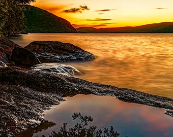 Adirondack Mountains, Lake George Picture, Sky Photography, Sunrise Photograph, Nature Print, Adirondack Decor, Lake George Sunrise