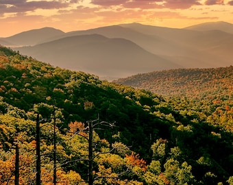 Mountain Sunrise, Keene Valley, Adirondack Mountains, Autumn Photograph, Lake Placid, Landscape Print, Autumn Print, Adirondack Print