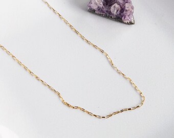 Dainty Chain Choker, Tiny Gold Necklace, Gold Chain Necklace, Minimalist Layering Necklace, Simple Choker, Gold Link Chain-Gold Filled Chain
