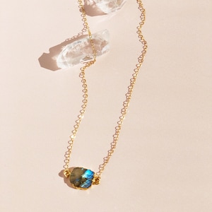 Dainty Labradorite Necklace, 14k Gold Filled Jewelry, Bridesmaid Gifts Under 75, Minimalist Necklace, Something Blue Stone Pendant Necklace