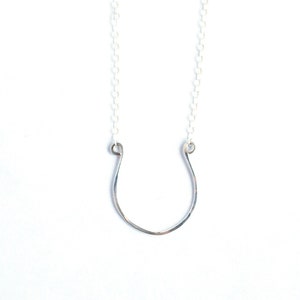 Silver Horseshoe Necklace, Sterling Silver Charm Necklace, Hammered Horseshoe Pendant Necklace, Lucky Charm, Leaving Gift, Horseshoe Jewelry