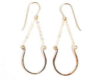 Gold Horseshoe Earrings, Horseshoe Dangle Earrings, Good Luck Gifts for Women, Protection Jewelry, Gold Filled Earrings, Boho Gold Earring