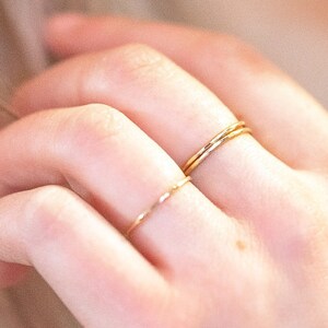 14k Gold Filled Ring, Skinny Stacking Rings, Hammered Gold Ring, Textured Ring, Silver Midi Ring, Simple Thin Ring, Minimalist Gift for Her