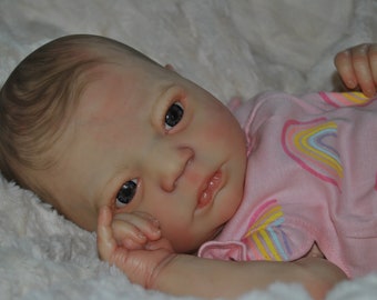 Reborn doll newborn Realborn Johannah Baby girl female open Eyed awake baby painted hair realistic lifelike Ready to ship Authentic Gift