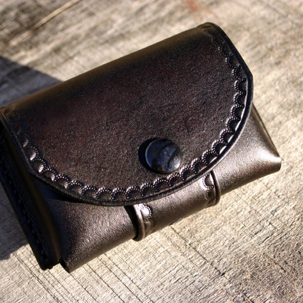 Black Leather Belt Pouch / Altoids Tin Pouch Bushcraft / Bushcraft Tinder Pouch / First Aid Kit / PegCity Leather Handcrafted Leather