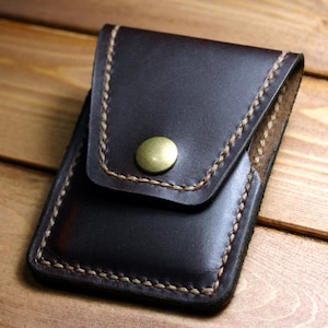 Cartera de cuero con bolsillo frontal para tarjetas de PegCity Leather. / Cartera de Piel de Diseño Delgado Para Tarjetas e Identificación / Cartera de Piel Marrón