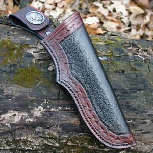 Bushcraft Leather Knife Sheath, Mora Sheath, Bushcraft Gear, Leather Dangler For Snapping Leather Sheath To Belt! Bushcraft Gear Essential