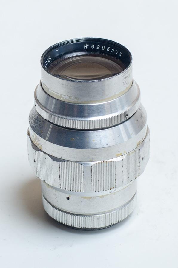 Jupiter-11 4/135. 135mm F/4 M39 to M42 SLR Soviet Lens. Canon