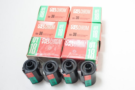 5 rolls ORWO Chrom UT18 35mm positive slide film. Reversal film. Expired film