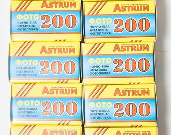 10 rolls of Astrum (Svema) Foto200 35mm black and white film, Negative film ISO 200. Unopened bw films.