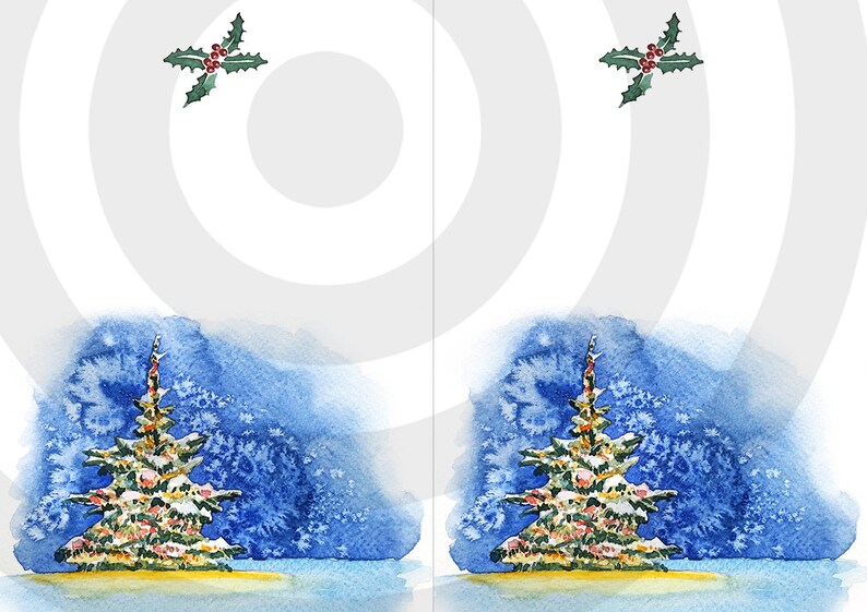PRINTABLE Hand Painted Original Watercolor Christmas Card - Etsy