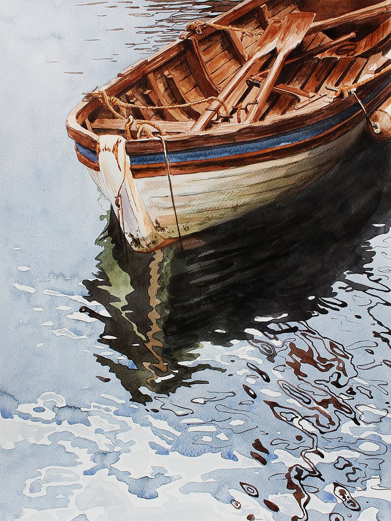 Printable Watercolor Painting Reflections 36x48 cm Original Watercolor Artwork