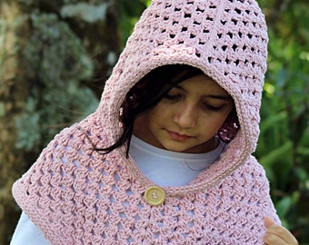 CROCHET PONCHO PATTERN - Sweet Rose Hooded Poncho(Toddler, Child, Adult sizes)