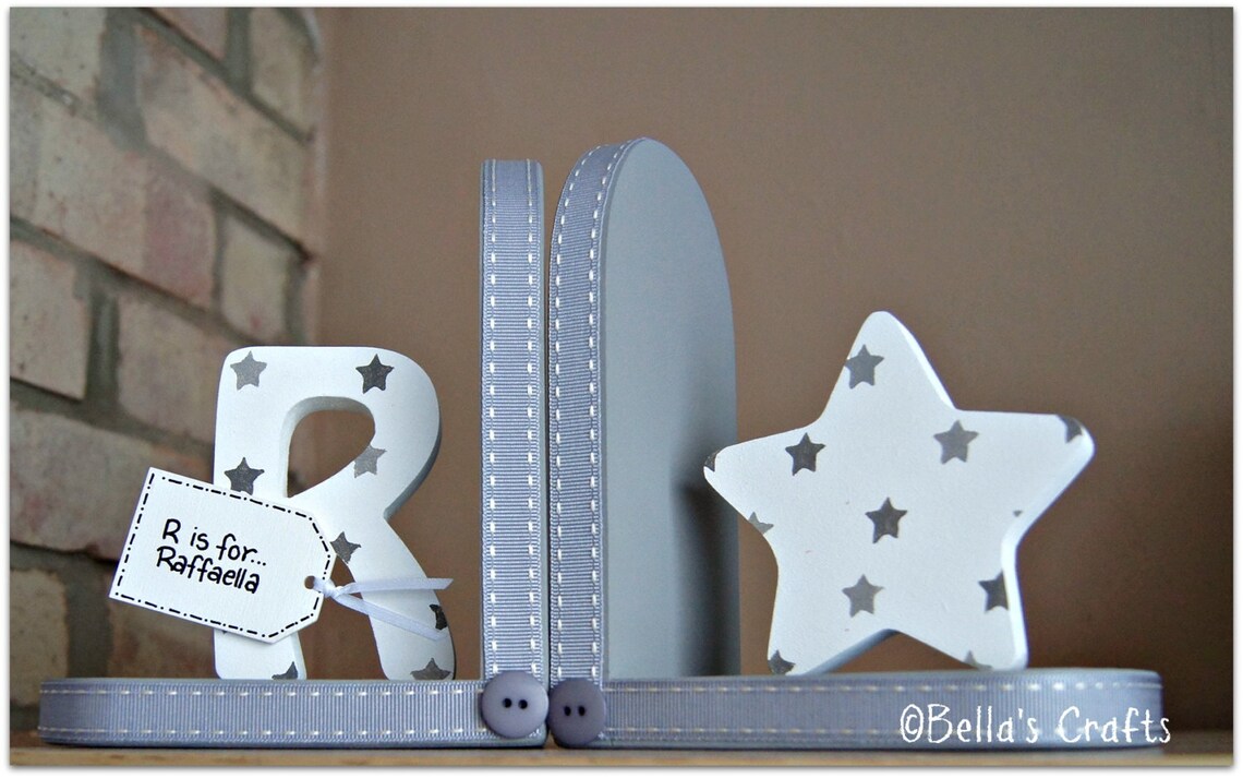 Personalised Star Bookends With Initial for Children. Etsy UK