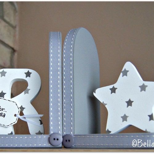 Personalised Star Bookends With Initial for Children. Etsy UK