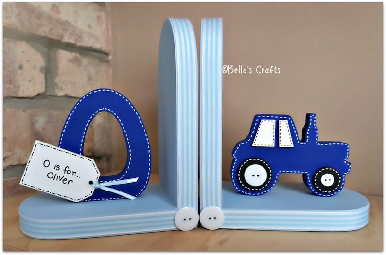Hand Made In Uk Red Tractor Wooden Bookends