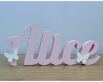 Personalised Name Sign, Wooden Name Plaque for Kids, Childrens Room Decor, Freestanding