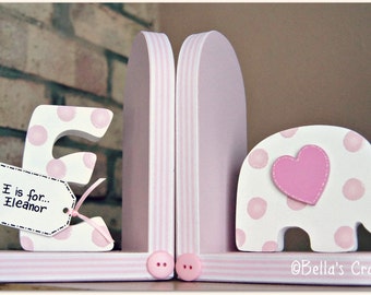 Personalised Elephant Bookends for children