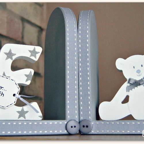 Personalised Teddy Bear Bookends With Initial for Children. Etsy UK