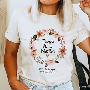 EVJF collection of your choice of bride-to-be t-shirt - bride team t-shirt or Badge or bride team tote bag - flower crown EVJF