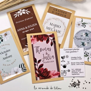 Sachet de graines à planter personnalisé mariage - cadeaux invités mariage - cadeaux Souvenirs mariage - sac graines à planter