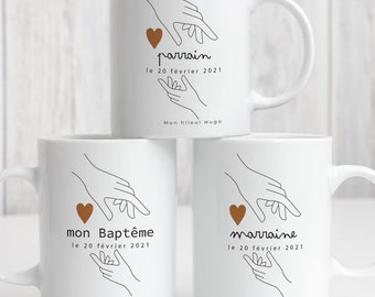 Mugs personnalisés Baptême | mug marraine | mug parrain | cadeau souvenir Baptême | cadeaux personnalisés Baptême