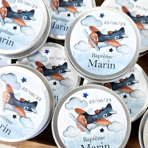 Boite à dragées ou bonbons personnalisée thème avion – cadeaux invités pour Baptême, Communion, naissance, Anniversaire
