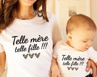 Duo de tee-shirts maman petite fille  - telle mère telle fille - body  bébé - cadeau de naissance - t-shirt petit cœur - MATCHY MATCHY