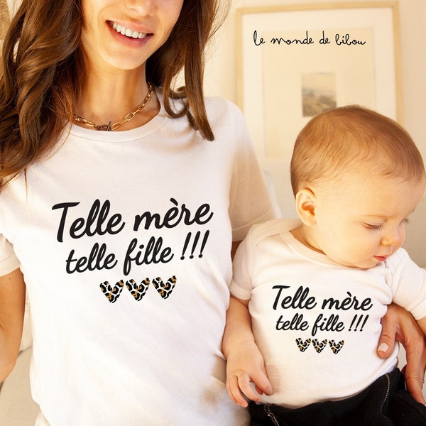 Duo de tee-shirts maman petite fille  - telle mère telle fille - body  bébé - cadeau de naissance - t-shirt petit cœur - MATCHY MATCHY