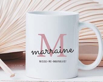 Mug personnalisé M comme marraine | cadeaux marraine | cadeaux marraine | demande marraine | cadeau Baptême | super marraine