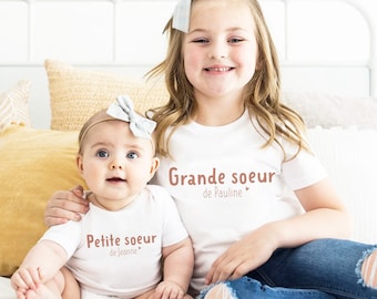 Duo T-Shirts enfants frère sœur - Cadeaux frère et sœur - Bêtises - cadeau personnalisable sœur frère - collection MATCHY MATCHY