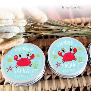 Boite à dragées personnalisée thème crabe mer – cadeaux invités - dragées - cadeaux Baptême Communion