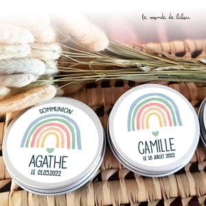 Boite à dragées personnalisée thème arc en ciel – cadeaux invités - dragées - cadeaux Baptême Communion