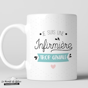 Mug infirmière trop géniale cadeau infirmière aide soignante super infirmière mug métier imagem 1