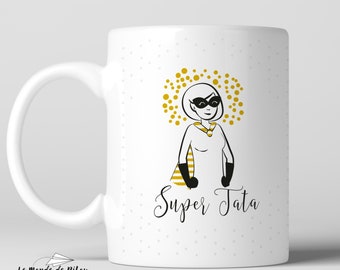 Mug personnalisable super tata  | cadeaux tata  | cadeaux tatie  | super héros