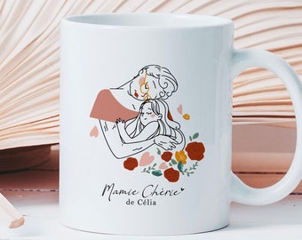 Mug personnalisé Mamie chérie | cadeau mamie | Fête des grand-mères | tasse personnalisée