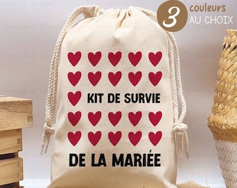 Sac pochon Kit de Survie des Mariés - sac de survie pour future mariée - pochon personnalisé mariage EVJF - cadeaux pour future mariée