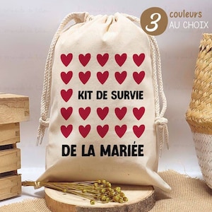 Sac pochon Kit de Survie des Mariés sac de survie pour future mariée pochon personnalisé mariage EVJF cadeaux pour future mariée image 1