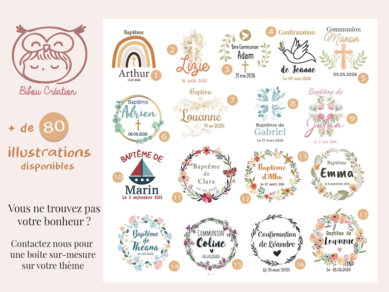 Baptism Guest Favor - Personalized Favor Bag for Sugared Almonds, 80 Themes Available - Ceremony Favors - Baptism Guest Favor Bag image 7