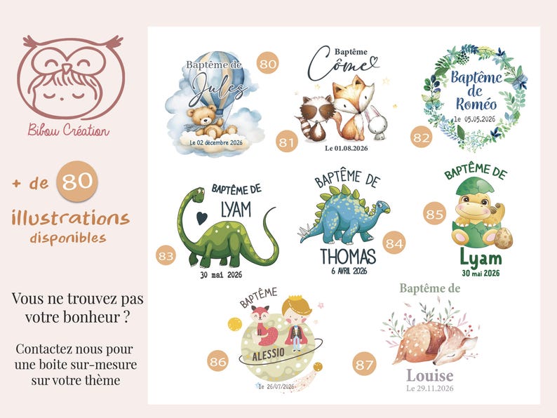 Baptism Guest Favor - Personalized Favor Bag for Sugared Almonds, 80 Themes Available - Ceremony Favors - Baptism Guest Favor Bag image 12