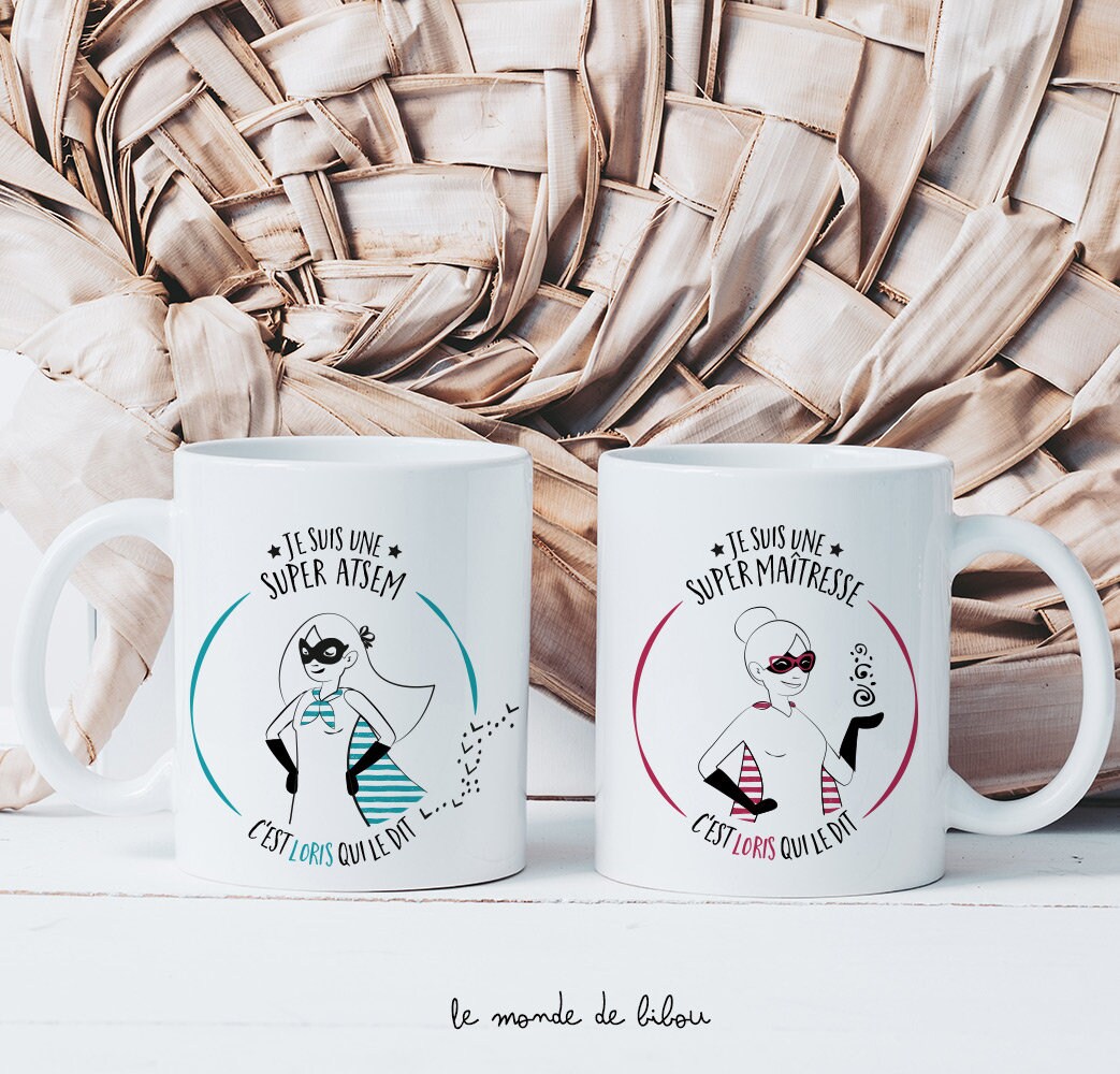 Duo Mugs Personnalisés Maîtresse - Atsem Maître Aesh Avs Cadeau Merci Fin d'année