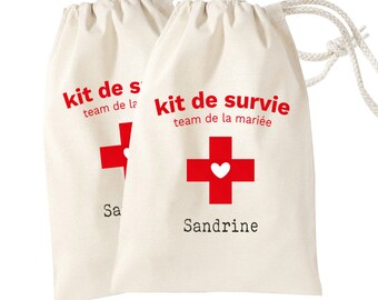 Kit de survie team de la mariée  | Sac pochon personnalisé EVJF | cadeaux team de la mariée | bride | EVJF | mariage