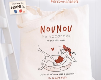Sac nounou en vacances - Tote bag personnalisé assistante maternelle | cadeau nounou | fin d'année | merci nounou  | remerciements