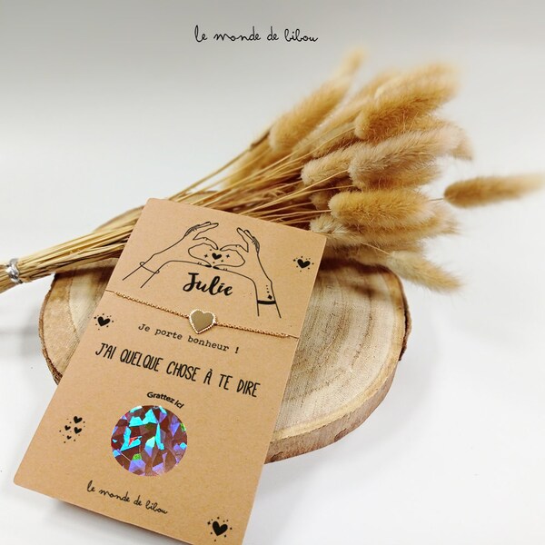 Carte à gratter bracelet st Valentin - déclaration d'amour - Carte bijou à gratter Annonce d’amour - Demande mariage - Demande fiançaille