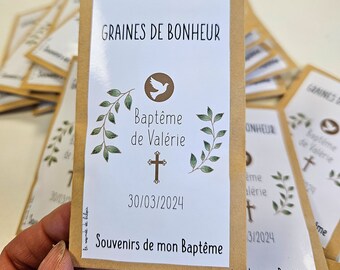 Sachet de graines à planter personnalisé pour Baptême, Communion, Baby Shower ou encore fête de naissance - cadeaux invités Baptême Souvenir