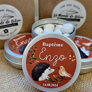 Boite à dragées personnalisée thème forêt automne – cadeaux invités - dragées - cadeaux Baptême Communion