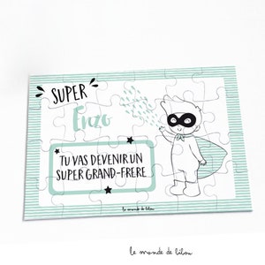 Puzzle personnalisé grand-frère | annonce grossesse | cadeau enfant - Puzzle super héros