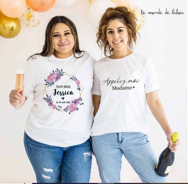 T-Shirt EVJF personnalisé Appelez moi Madame cadeau future mariée Cadeau souvenir jeune mariée Teeshirt enterrement vie de jeune fille image 3